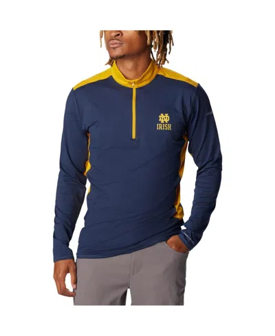 Columbia Men's Navy Notre Dame Fighting Irish Tech Trail Omni-shade Quarter-zip Top
