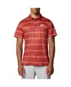 Columbia Men's Orange Virginia Tech Hokies Pfg Super Terminal Tackle Omni-shade Stripe Polo Shirt In Red