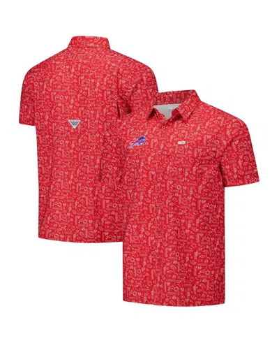 Columbia Men's Pfg Red Buffalo Bills Super Slack Tide Omni-wick Button-up Shirt