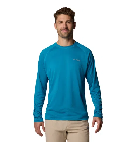 Columbia Men's Pfg Solar Stream Performance Long-sleeve Shirt In Blue Echo