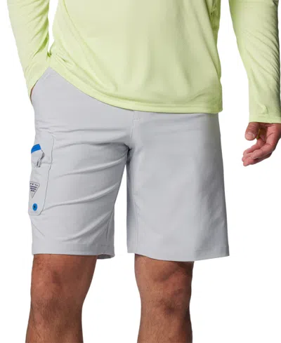 Columbia Men's Pfg Terminal Tackle Ii 10" Fishing Shorts In Cool Grey,vivid Blue