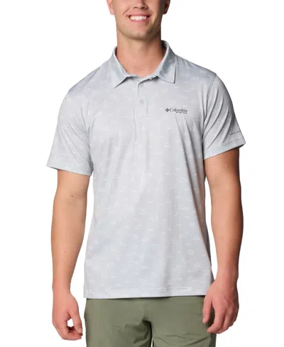 Columbia Men's Printed Short Sleeve Performance Polo Shirt In Cool Grey Deepdivers