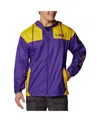 Columbia Men's Purple Lsu Tigers Flash Challenger Omni-shade Full-zip Windbreaker Hoodie Jacket In Purple