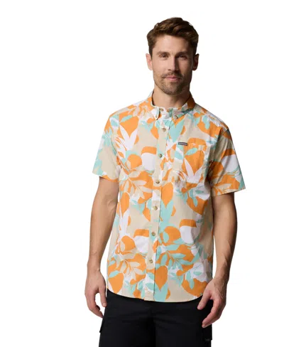 Columbia Men's Rapid Rivers Printed Short Sleeve Shirt In Dark Stone