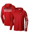 Columbia Men's Red Houston Texans Terminal Tackle Long Sleeve Hoodie T-shirt In Red