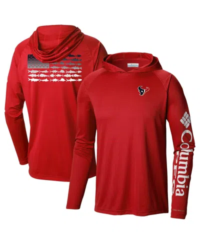 Columbia Men's Red Houston Texans Terminal Tackle Long Sleeve Hoodie T-shirt