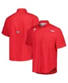 Columbia Men's Crimson Oklahoma Sooners Big Tall Tamiami Omni-shade Button-down Shirt In Red
