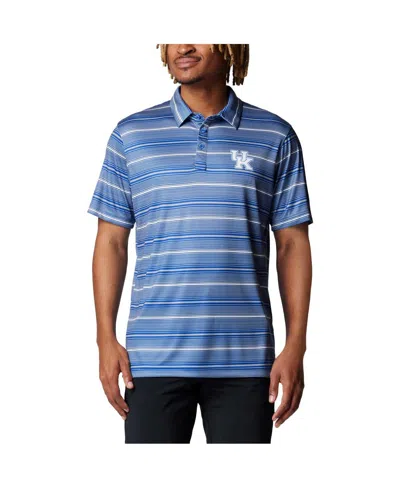 Columbia Men's Royal Kentucky Wildcats Pfg Super Terminal Tackle Omni-shade Stripe Polo Shirt