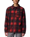 Columbia Men's Steens Mountain Ii Plaid Fleece Shirt Jacket In Sail Red Omblur