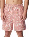 Columbia Men's Super Pfg Backcast Water Short In Printed Leaf And Fish Pink In Pink