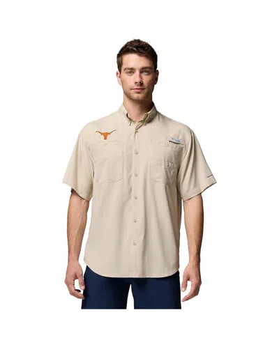 Columbia Men's Tan Texas Longhorns Tamiami Omni-shade Button-down Shirt In Brown