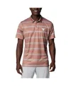 Columbia Men's Texas Orange Texas Longhorns Pfg Super Terminal Tackle Omni-shade Stripe Polo Shirt In Texas Orange