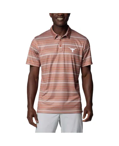 Columbia Men's Texas Orange Texas Longhorns Pfg Super Terminal Tackle Omni-shade Stripe Polo Shirt