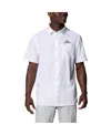 Columbia Men's White Georgia Bulldogs Pfg Slack Tide Omni-shade Button-up Camp Shirt In White