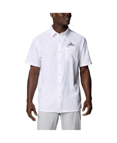 Columbia Men's White Georgia Bulldogs Pfg Slack Tide Omni-shade Button-up Camp Shirt