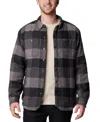Columbia Men's Windward Ii Snap-front Sherpa Lined Plaid Shirt Jacket In Black Multi Windowpane Check