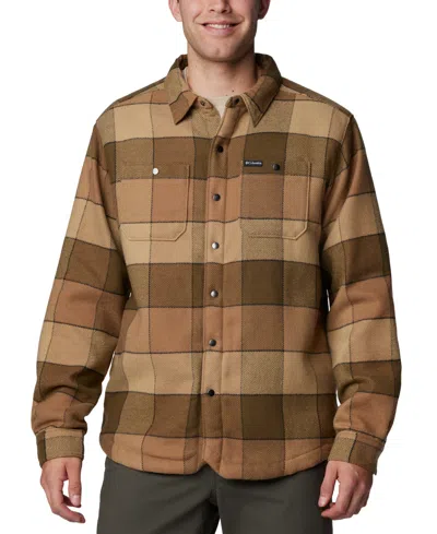 Columbia Men's Windward Ii Snap-front Sherpa Lined Plaid Shirt Jacket In Delta Multi Windowpane Check