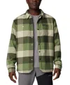 Columbia Men's Windward Ii Snap-front Sherpa Lined Plaid Shirt Jacket In Canteen Multi Windowpane Check