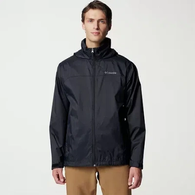 Columbia Mens Hooded Waterproof Lightweight Raincoat In Black