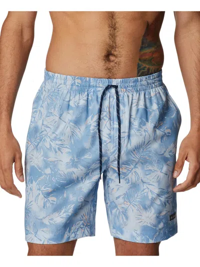 Columbia Mens Printed Polyester Swim Trunks In Blue
