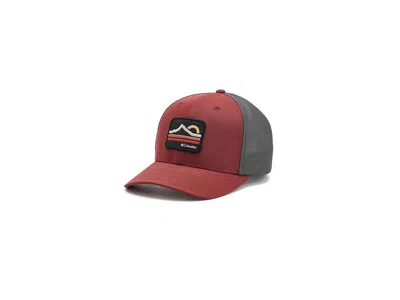 Columbia Mesh Ball Cap Caps Red Oxide/sunset Mountain Patch: Xxl (7 3/8-8) In Gray