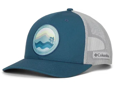 Columbia Meshtm Snap Back Hat Caps Everblue/circular Landscape: One Size (6 1/2-7 1/2) In Blue