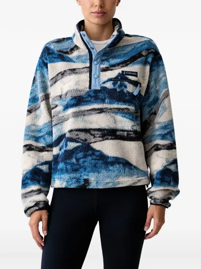 Columbia Mountain-print Fleece Sweatshirt In Blue
