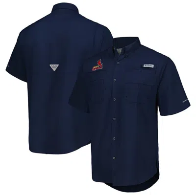 Columbia Navy St. Louis Cardinals Tamiami Omni-shade Button-down Shirt