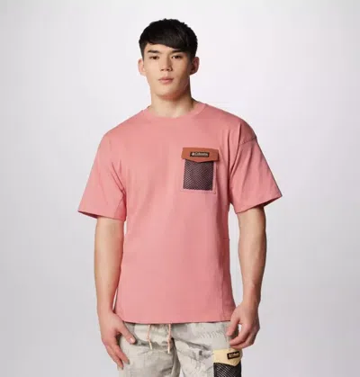 Columbia Painted Peak T-shirt Men's Pink Cotton Short Sleeve Pullover Fts898