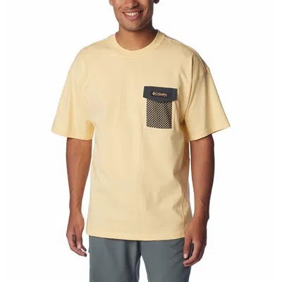 Columbia Painted Peak T-shirt Men Yellow Knit Short Sleeve Pullover Fts884