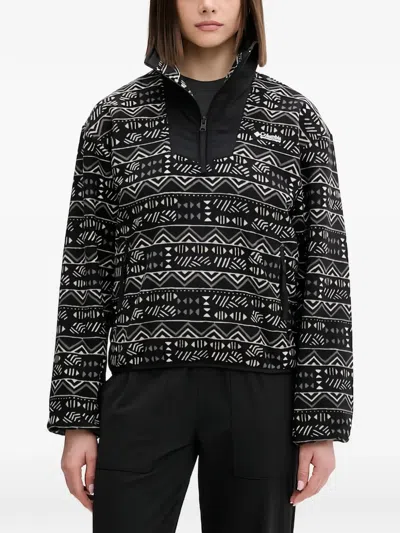 Columbia Patterned Zip-up Top In Black