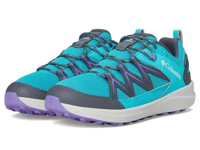 Columbia Peakfreak Rush Waterproof (little Kid/big Kid) Kid's Shoes Geyser/paisley Purple : 7 Big Kid M, Text In Blue
