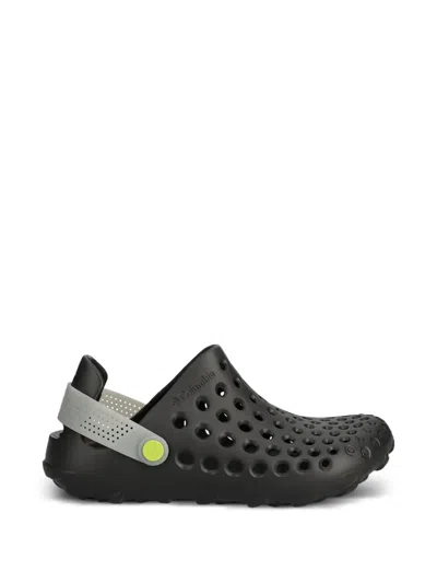 Columbia Perforated Strap Mules In Black