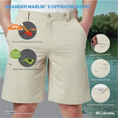 Columbia Pfg Grander Marlin Ii Offshore Shorts In City Grey