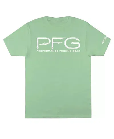 COLUMBIA PFG HOOKS T-SHIRT MEN'S LIGHT GREEN GRAPHIC SHORT SLEEVE FTS882