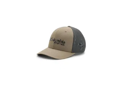 Columbia Pfg Logo Mesh Ball Cap Traditional Hats Truffle/grill/camo/bass: Xxl (7 3/8-8) In Taupe