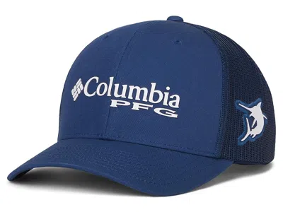 Columbia Pfg Logo Mesh Snap Back Baseball Caps Carbon: One Size (6 1/2-7 1/2) In Blue