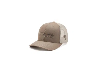 Columbia Pfg Logo Mesh Snap Back Baseball Caps Truffle/black/camo/bass: One Size (6 1/2-7 1/2) In Beige