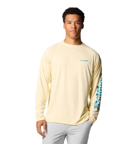 Columbia Pfg Men's Terminal Tackle Upf 50 Quick Dry Shirt In Lemon Wash