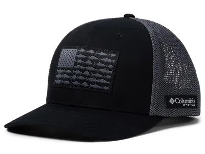 Columbia Pfg Meshtm Fish Flag Ball Cap Caps Black/graphite: Xxl (7 3/8-8)