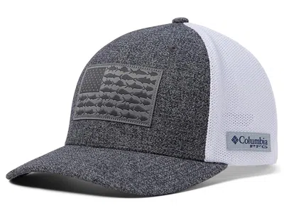 Columbia Pfg Meshtm Fish Flag Ball Cap Caps Grill Heather/white/us Fish Flag: Lg/xl (6 3/4-7 1/2) In Gray