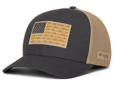 Columbia Pfg Meshtm Fish Flag Ball Cap Caps Shark: Lg/xl (6 3/4-7 1/2) In Black