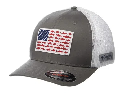 Columbia Pfg Meshtm Fish Flag Ball Cap Caps Titanium/white: Sm/md (6 5/8-7) In Gray