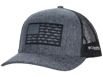 Columbia Pfg Meshtm Snapback Fish Flag Ball Cap Caps Grill Heather/black/fish Flag: One Size (6 1/2-7 1/2) In Gray