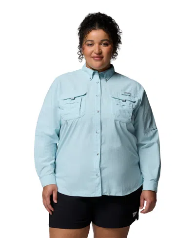 Columbia Pfg Plus Size Long-sleeve Outdoor Shirt In Blue