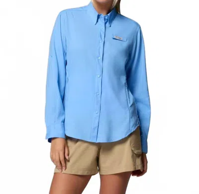 Columbia Pfg Tamiami Ii Long Sleeve Shirt In White Cap In Blue