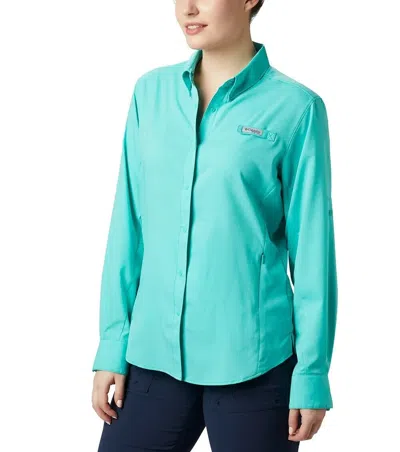 Columbia Pfg Tamiami Ii Shirt Women Xs Blue Long Sleeve Comfort Button-up Erk567