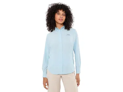 Columbia Pfg Tamiamitm Ii Long Sleeve Shirt Women's Long Sleeve Button Up Marine Light: Lg, Polyester In Blue
