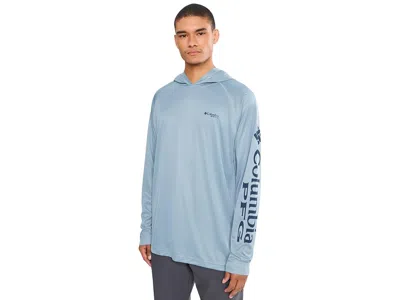 Columbia Pfg Terminal Tackle Hoodie Men's Sweatshirt Dockside Blue Heather/collegiate Navy: Lg, Polyester
