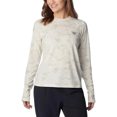 Columbia Pfg Uncharted Shirt Women's Beige Knit Long Sleeve Fishing Ups1220 In Neutral